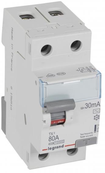 ДТЗ 2P 80A 30mА серия TX3 ID тип AC Legrand