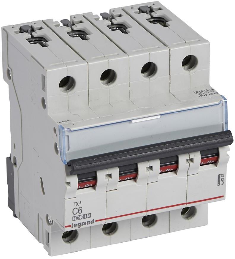 Автоматичен прекъсвач TX3 4P 6A крива С 10kA Legrand