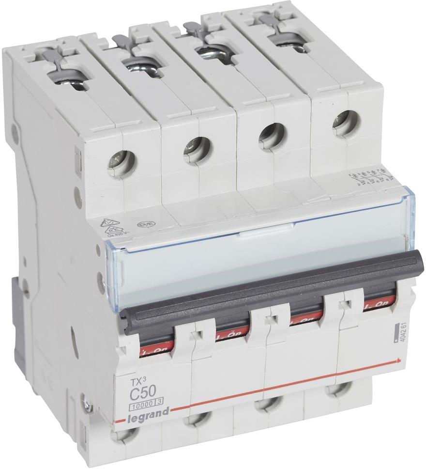Автоматичен прекъсвач TX3 4P 50A крива С 10kA Legrand