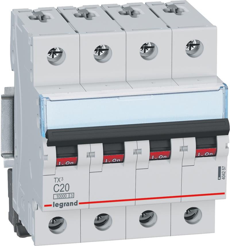 Автоматичен прекъсвач TX3 4P 20A крива С 10kA Legrand