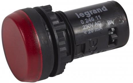 Сигнална лампа LED монолитна червена 230Vac Ø22mm Legrand