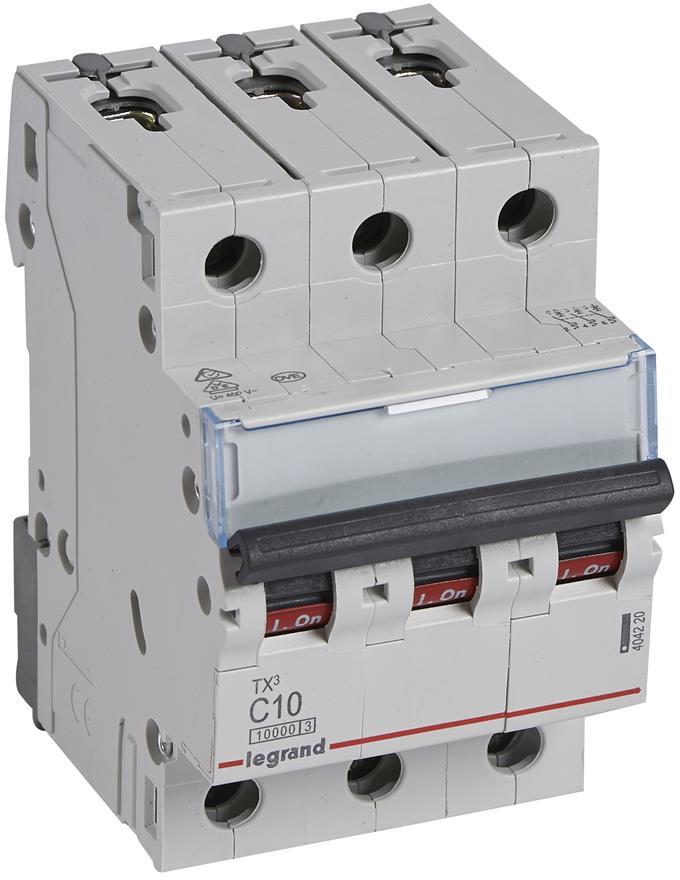 Автоматичен прекъсвач TX3 3P 10A крива С 10kA Legrand