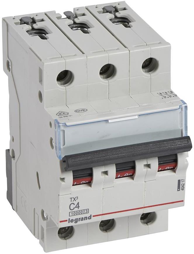 Автоматичен прекъсвач TX3 3P 4A крива С 10kA Legrand