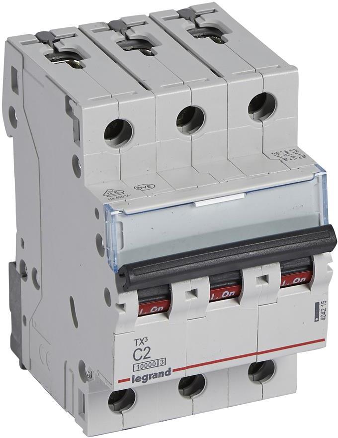 Автоматичен прекъсвач TX3 3P 2A крива С 10kA Legrand