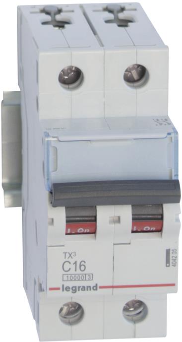 Автоматичен прекъсвач TX3 2P 16A крива С 10kA Legrand