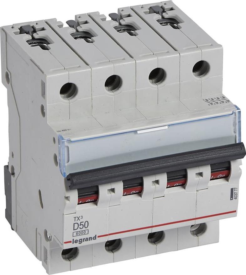 Автоматичен прекъсвач TX3 4P 50A крива D 6kA Legrand