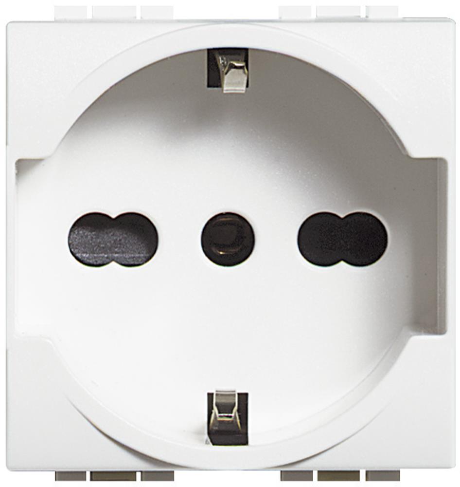 Контакт ШУКО/ИТАЛИАНСКИ 2P+E 2 мод. 16A цвят Бял LL Bticino