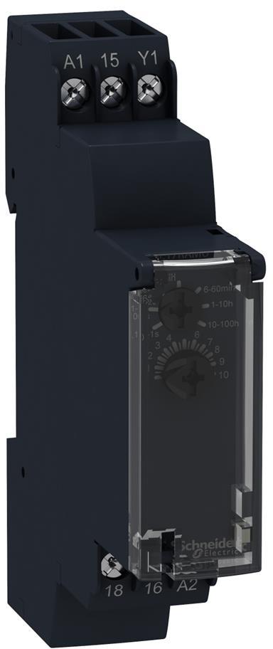 Реле за време, закъснение при включване, 1x 0.1s…100h, 1c/o 8A, 24...240Vac SE