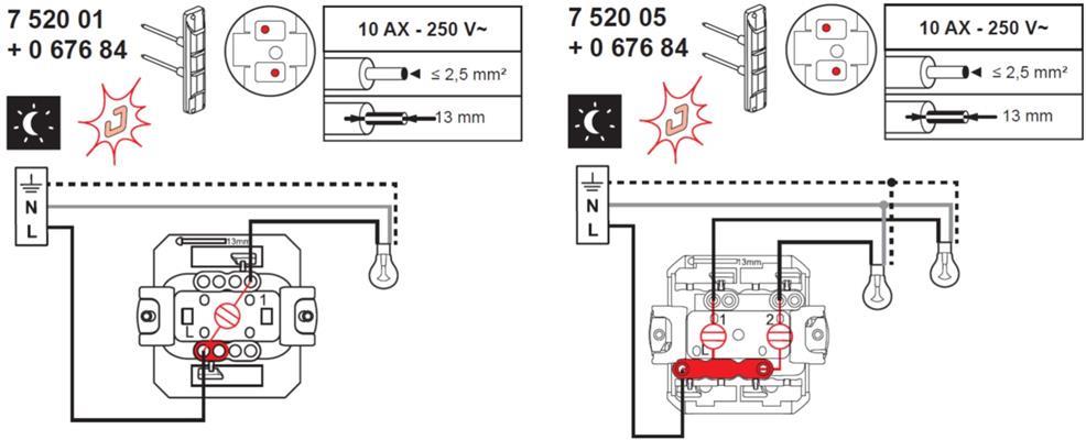 LED лампа за подсветка (синя) за еднополюсен ключ и бутон 230V 0.15мА Legrand