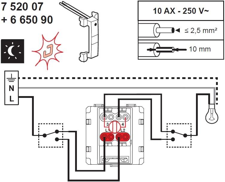 LED лампа за подсветка (бяла) за кръстат ключ 230V 0.15мА Legrand