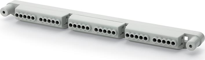 Клема нулева/земна за табла 16/32/48/64 мод. IP66 окомплектована с 3 броя клема 654.0360  серия DOMINO Scame