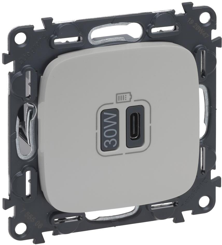 Розетка USB за зареждане тип C Power Delivery 30W цвят Перла Valena Allure (комплект с механизъм) Legrand