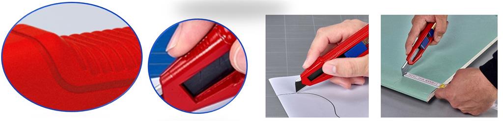 Макетен нож с магнезиев корпус Cutix, стабилизационна шина и 2 резервни ножчета, Knipex