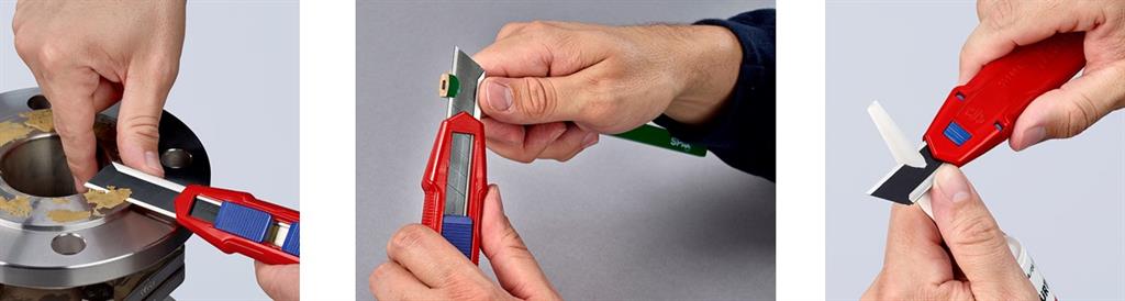 Макетен нож с магнезиев корпус Cutix, стабилизационна шина и 2 резервни ножчета, Knipex