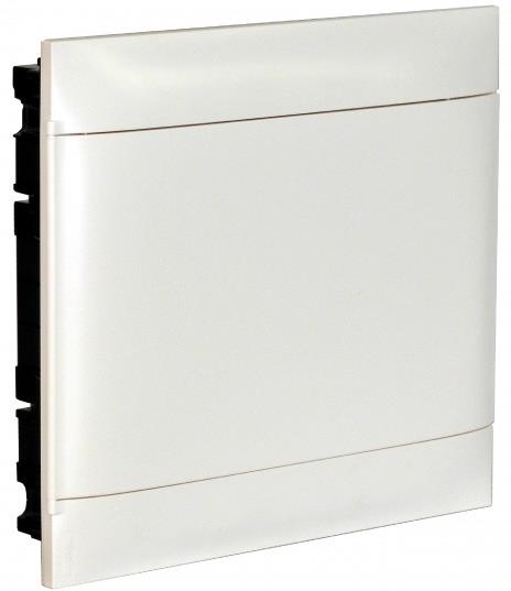 Табло за СКРИТ монтаж в гипсокартон 2x18 мод. Practibox S с бяла плътна врата и Н и РЕ клеми Legrand