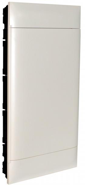 Табло за СКРИТ монтаж в гипсокартон 4x18 мод. Practibox S с бяла плътна врата и Н и РЕ клеми Legrand