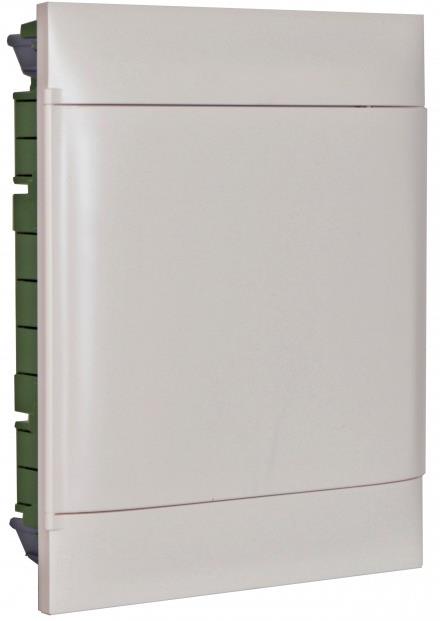 Табло за СКРИТ монтаж в гипсокартон 2x12 мод. Practibox S с бяла плътна врата и Н и РЕ клеми Legrand