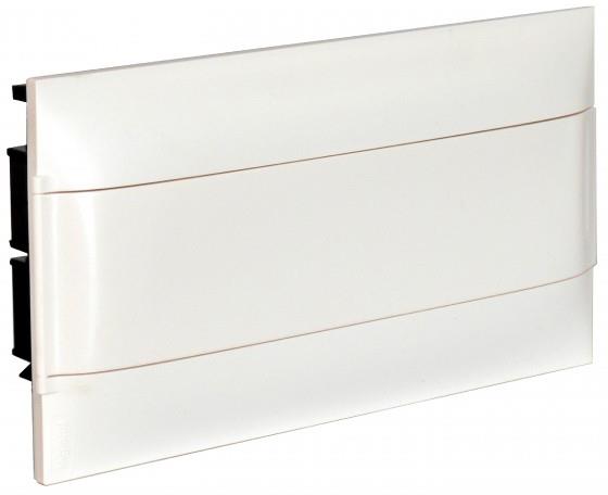 Табло за СКРИТ монтаж в гипсокартон 18 мод. Practibox S с бяла плътна врата и Н и РЕ клеми Legrand