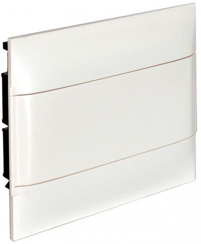 Табло за СКРИТ монтаж в гипсокартон 12 мод. Practibox S с бяла плътна врата и Н и РЕ клеми Legrand