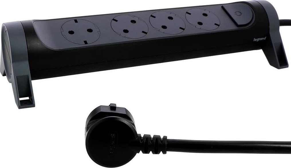 Разклонител ЧЕРЕН 4x2P+E с кабел 1.5 метра / 1.5mm2 Premium NEW Legrand