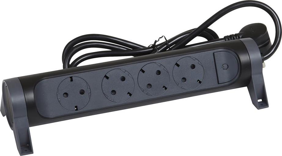 Разклонител ЧЕРЕН 4x2P+E с кабел 1.5 метра / 1.5mm2 Premium NEW Legrand