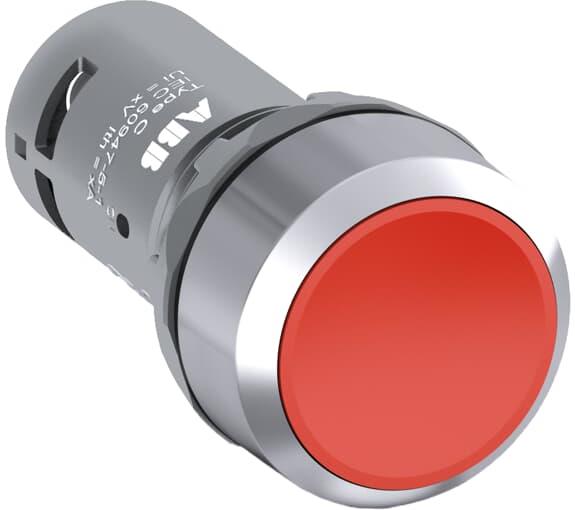 Бутон червен CP1-30R-01 1NC хромиран ринг Ø22mm Compact ABB