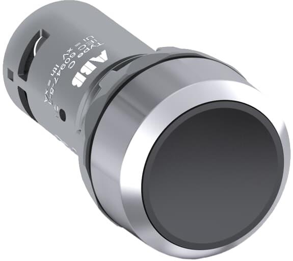Бутон черен CP1-30B-10 1NO хромиран ринг Ø22mm Compact ABB