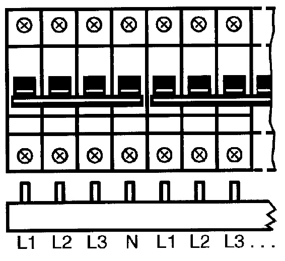 Захранващ гребен Acti 9 3P+N 16мм2 80A 6 прекъсвача NL1L2L3 SE