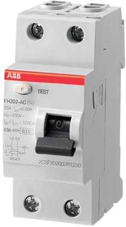 ДТЗ 2P 25А 30mА серия FH202 тип A ABB