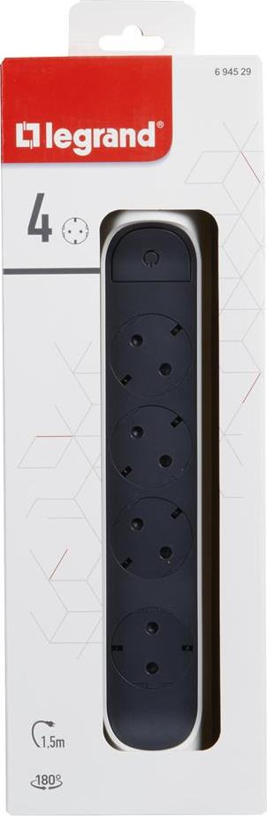 Разклонител БЯЛ 4x2P+E с кабел 1.5 метра / 3x1.5мм2 Premium NEW Legrand