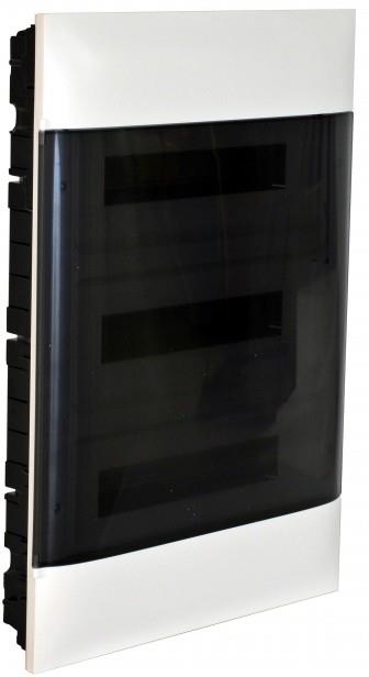 Табло за СКРИТ монтаж в гипсокартон 3x18 мод. Practibox S с прозрачна врата и Н и РЕ клеми Legrand