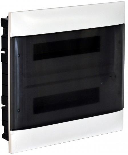 Табло за СКРИТ монтаж в гипсокартон 2x12 мод. Practibox S с прозрачна врата и Н и РЕ клеми Legrand