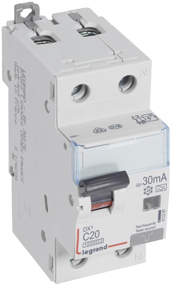 ДТЗ комбинирана DX3 1P+N 20A крива C 30mA тип A 10kA 2 мод. Legrand