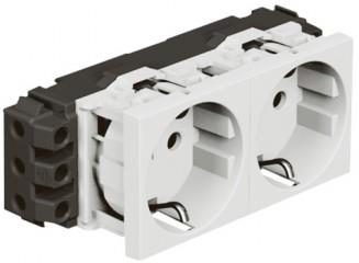 Контакт шуко ДВОЕН DLP 4 мод. цвят бял Mosaic Legrand