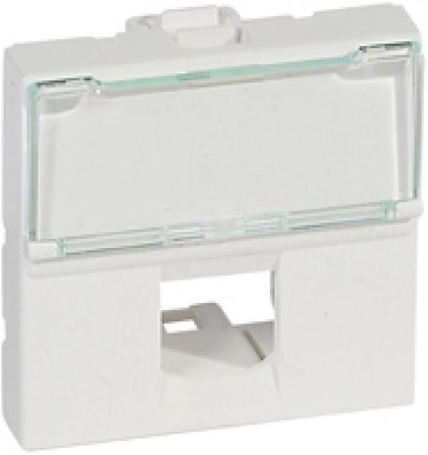 Лицев панел бял 45х45мм за 1х RJ45 Keystone, плосък прав изход Legrand