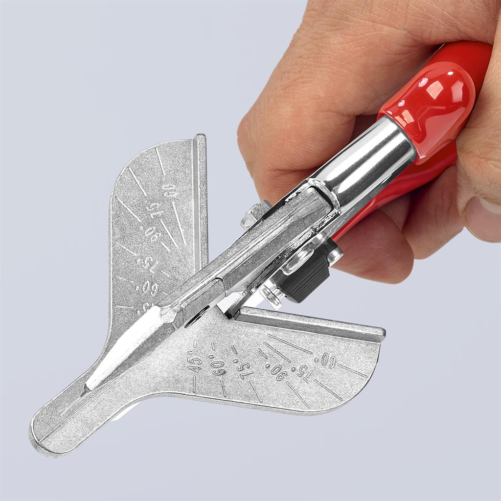 Ножици за гума, хромирани, червена ръкохватка 215мм, с фиксатор, Knipex