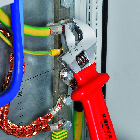 Гаечен ключ раздвижен, хромиран, VDE 1000V гумирана червена ръкохватка 260мм, Knipex