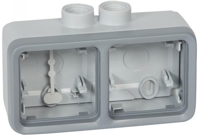 Двойна кутия за открит монтаж за тръби с рамка хоризонтална цвят Сив Plexo Legrand /до изчерпване/