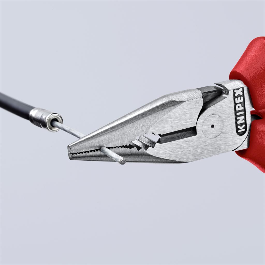 Комбинирани клещи с остър връх, синьо-червена ръкохватка 145мм, Knipex