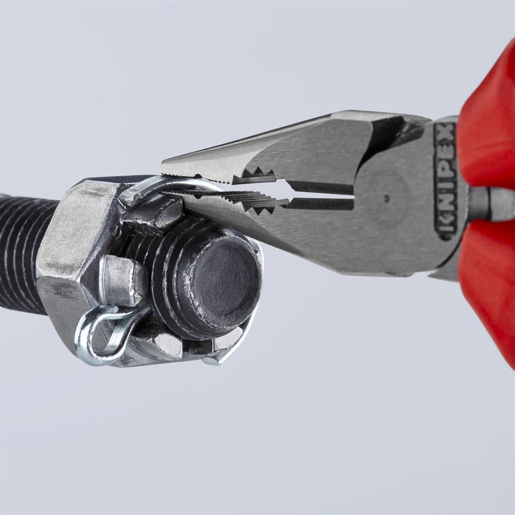 Комбинирани клещи с остър връх, синьо-червена ръкохватка 145мм, Knipex