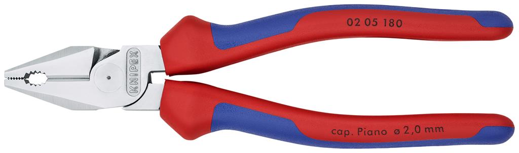 Комбинирани клещи усилени, хромирани, синьо-червена ръкохватка 180мм, Knipex