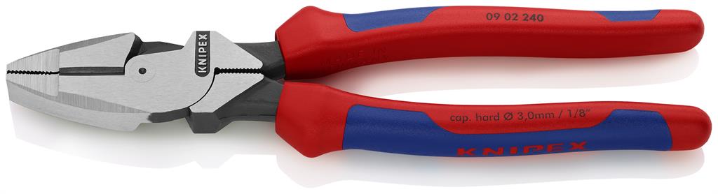 Комбинирани клещи Lineman, синьо-червена ръкохватка 240мм, Knipex