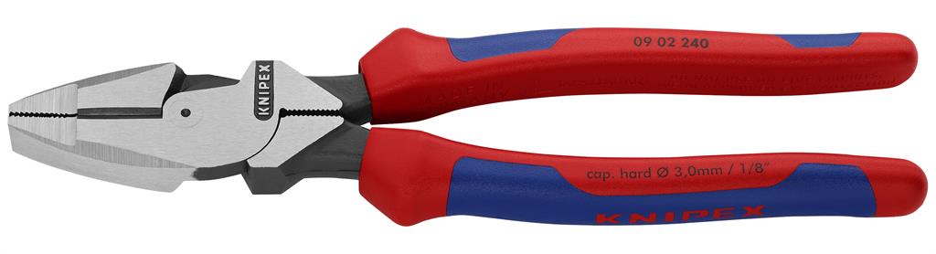 Комбинирани клещи Lineman, синьо-червена ръкохватка 240мм, Knipex