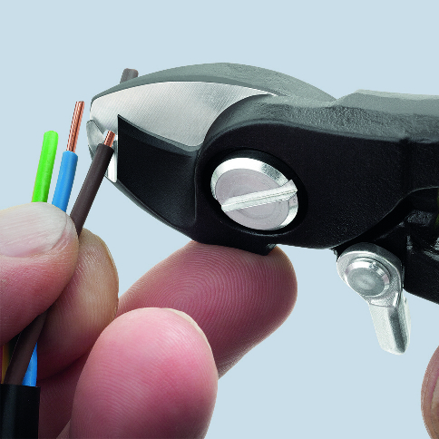 Ножици за рязане на кабел до 35мм2, червена ръкохватка 165мм, с фиксатор, Knipex