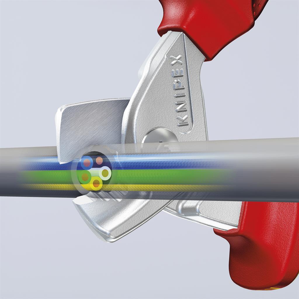 Ножици за рязане на кабел до 50мм2 StepCut, хромирани, VDE 1000V жълто-червена ръкохватка 160мм, Knipex