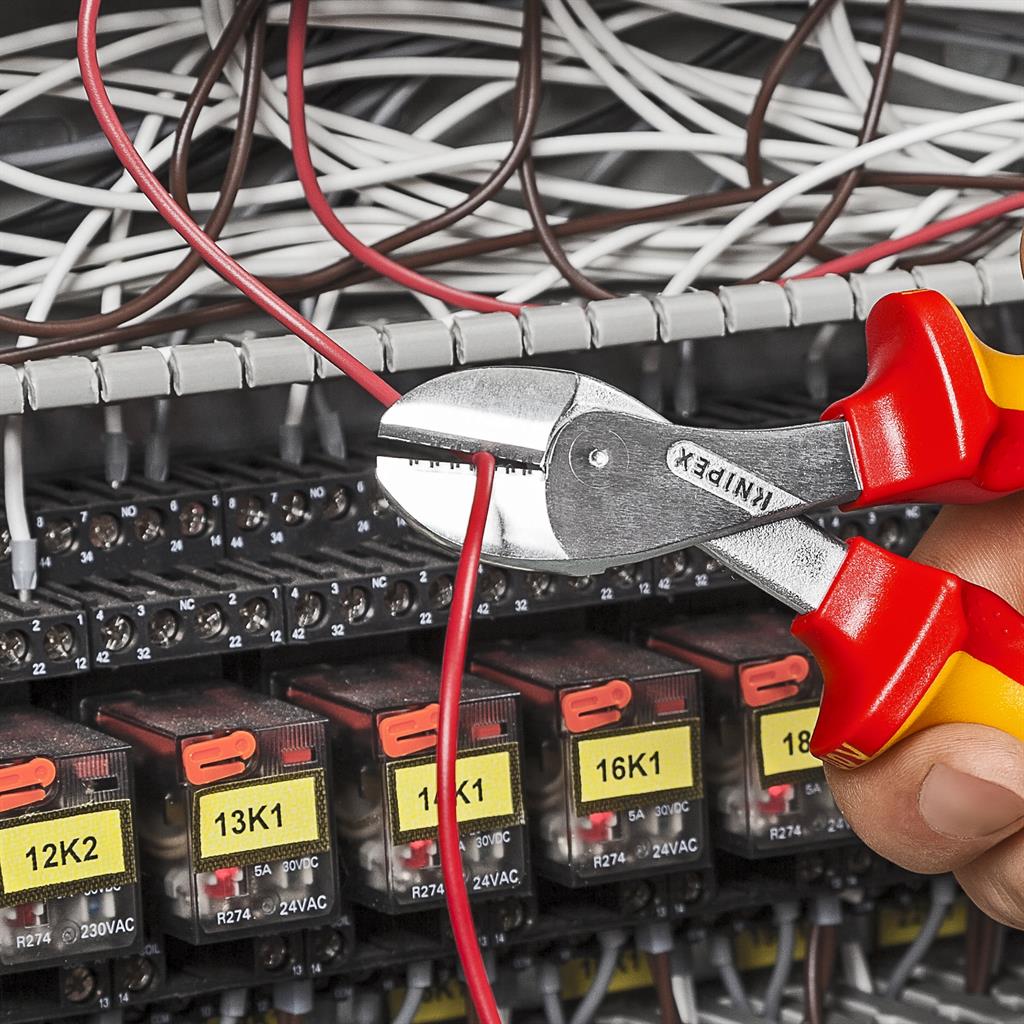 Клещи диагонални резачки усилени X-Cut, хромирани, VDE 1000V жълто-червена ръкохватка 160мм, Knipex