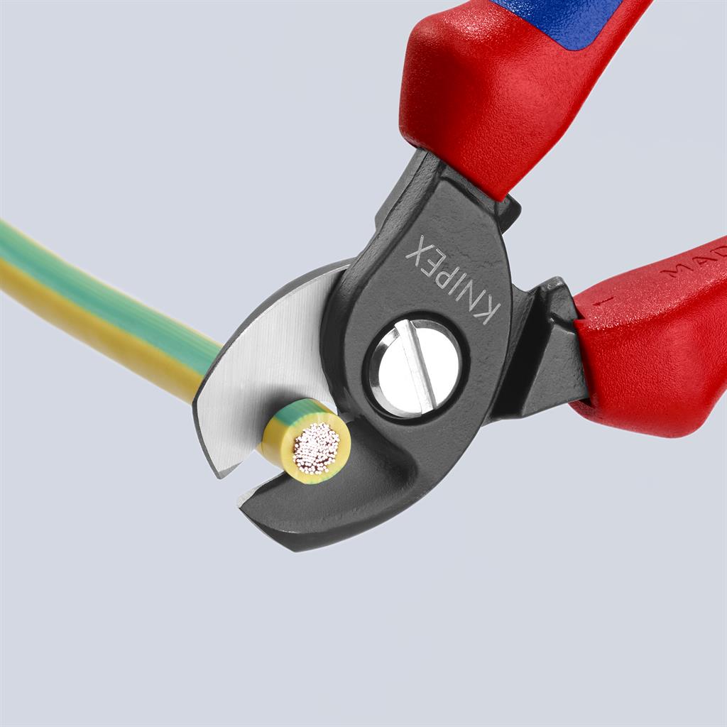 Ножици за рязане на кабел до 50мм2, синьо-червена ръкохватка 165мм, Knipex