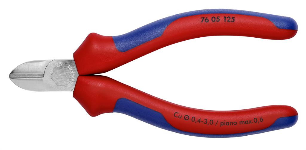 Клещи диагонални резачки, хромирани, синьо-червена ръкохватка 125мм, Knipex