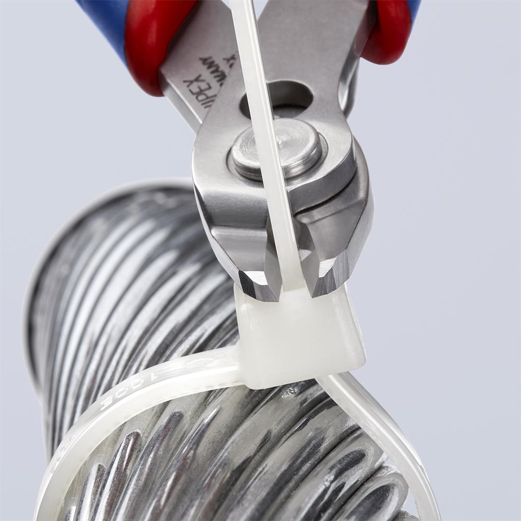 Клещи резачки Super-Knips, неръждаема стомана, синьо-червена ръкохватка 140мм, с отваряща пружина, Knipex