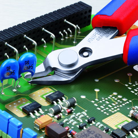 Клещи резачки Super-Knips, неръждаема стомана, синьо-червена ръкохватка 125мм, с отваряща пружина, Knipex